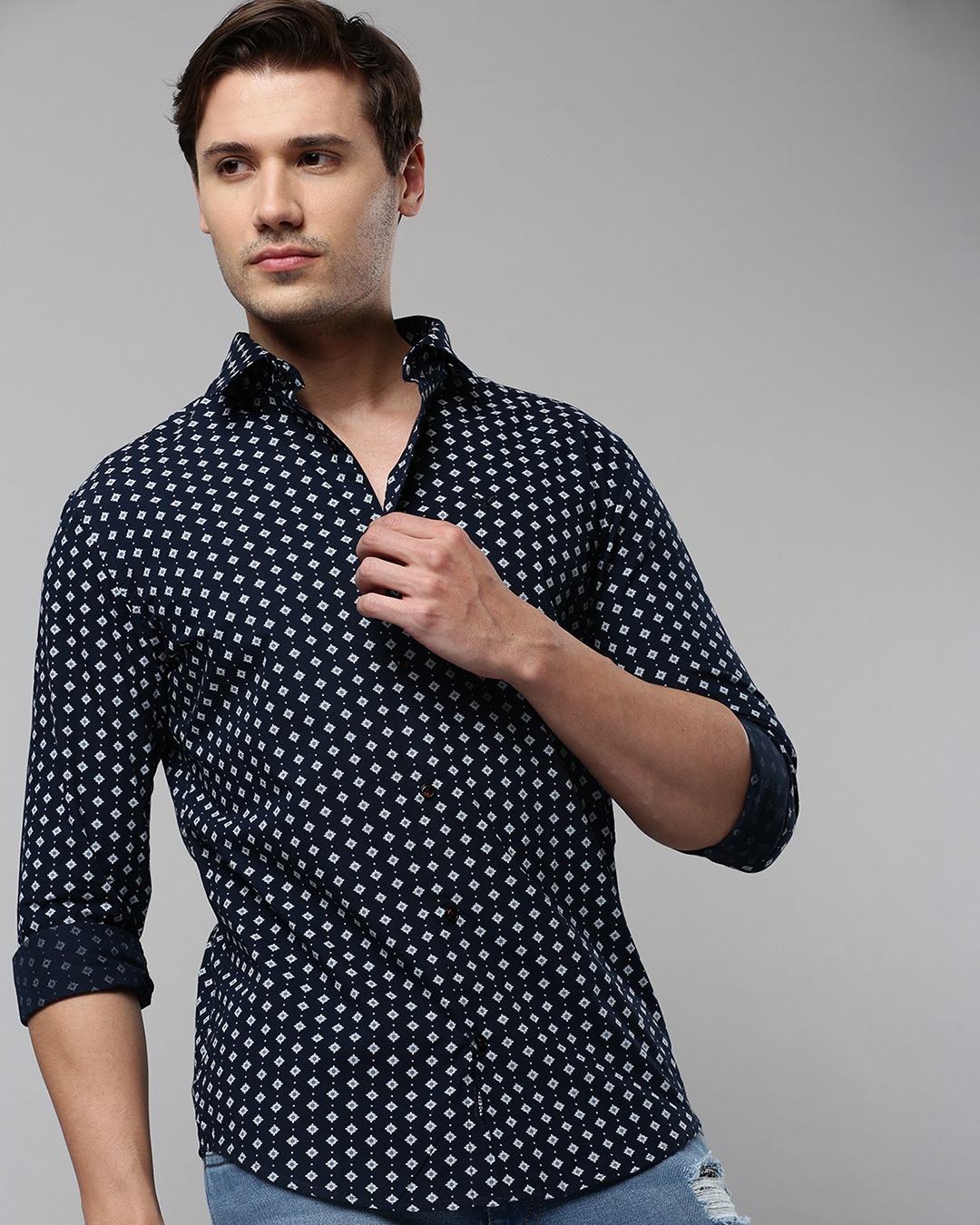 Geometric square cut shirt - Blue main image 0