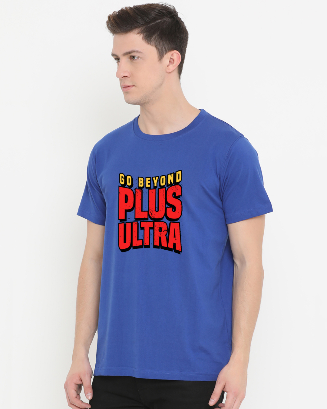 Shop Men's Blue Go Beyond Plus Ultra Typography T-shirt-Back