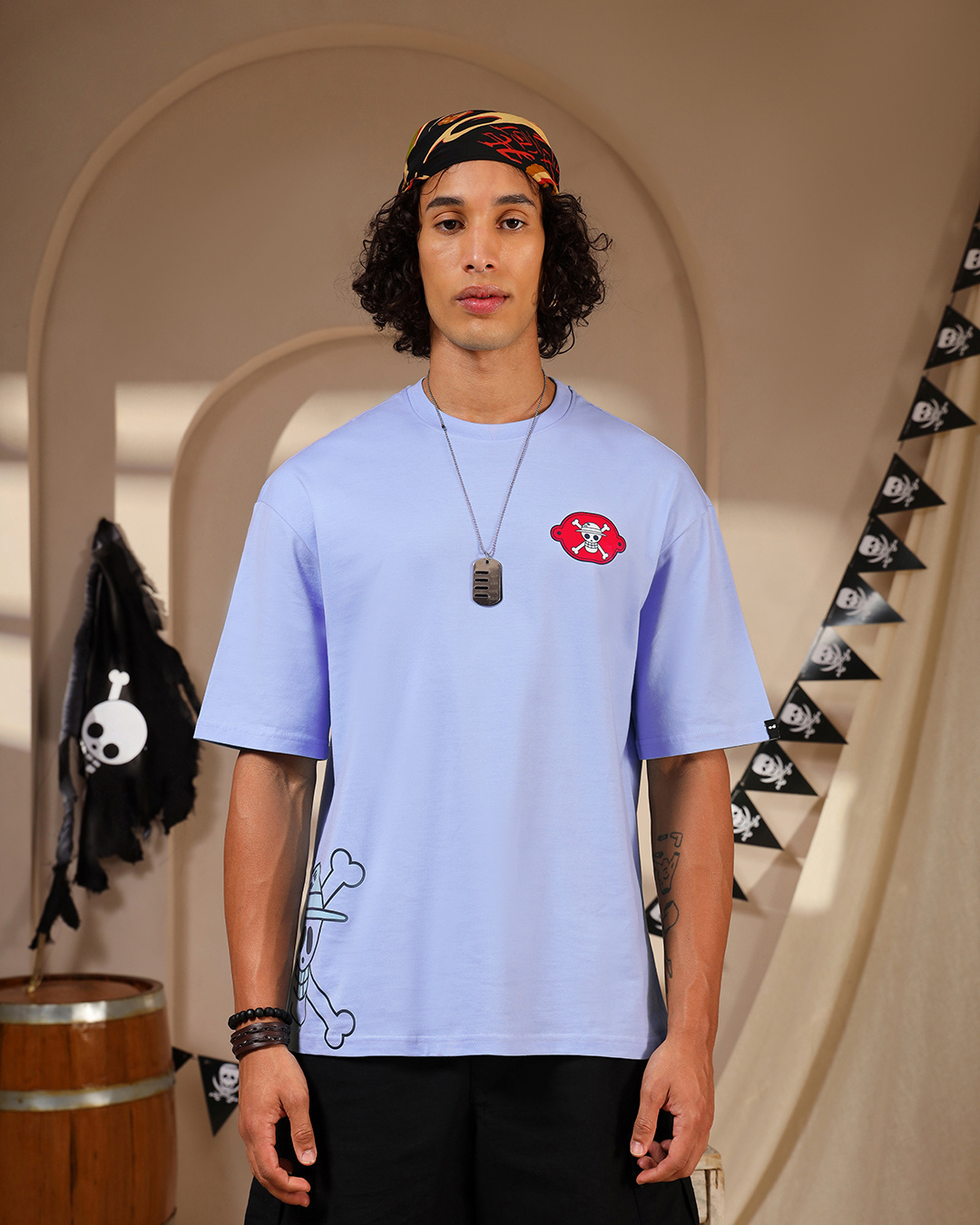 Shop Men's Blue Going Merry Graphic Printed Oversized T-shirt-Back