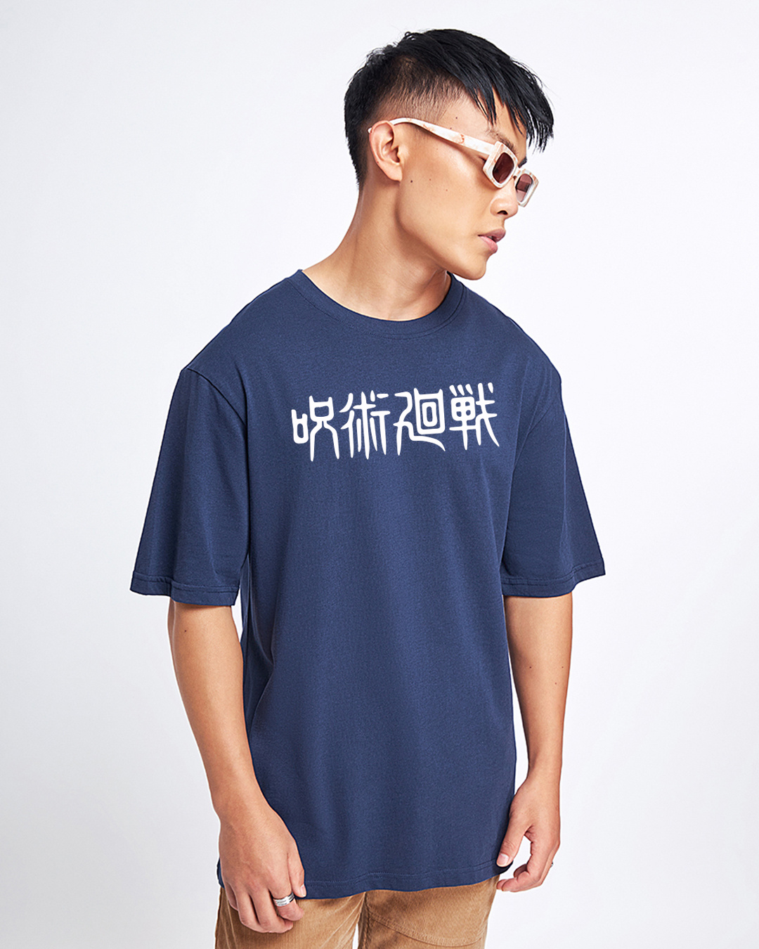 Shop Men's Blue Gojo Domain Graphic Printed Oversized T-shirt-Back