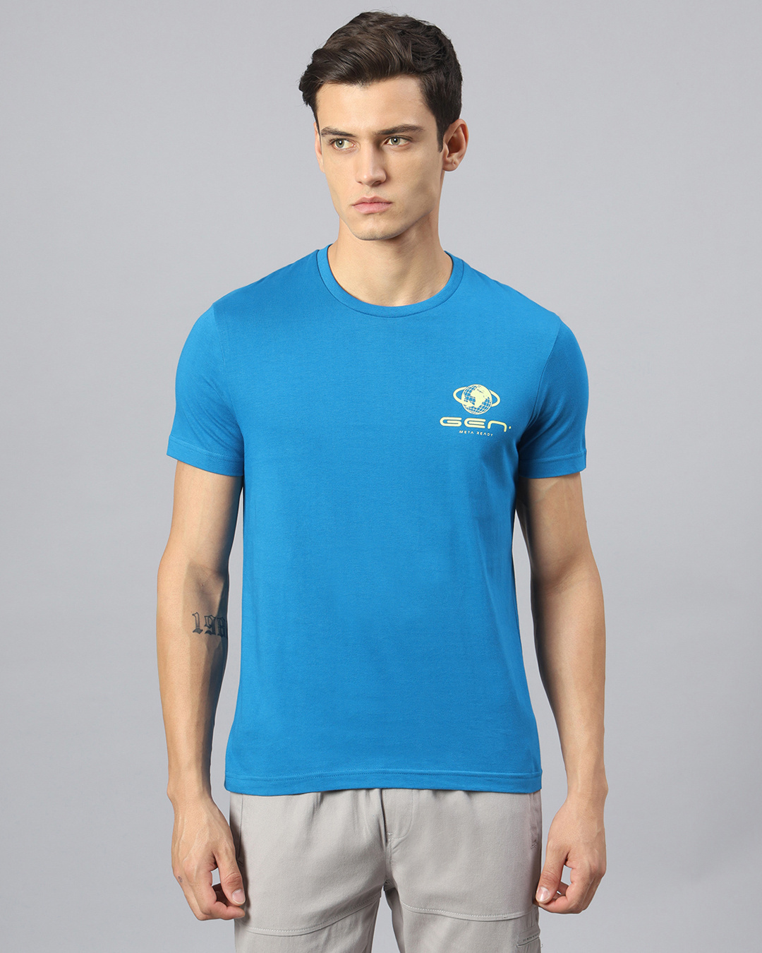 Shop Men's Blue Graphic Printed T-shirt-Back