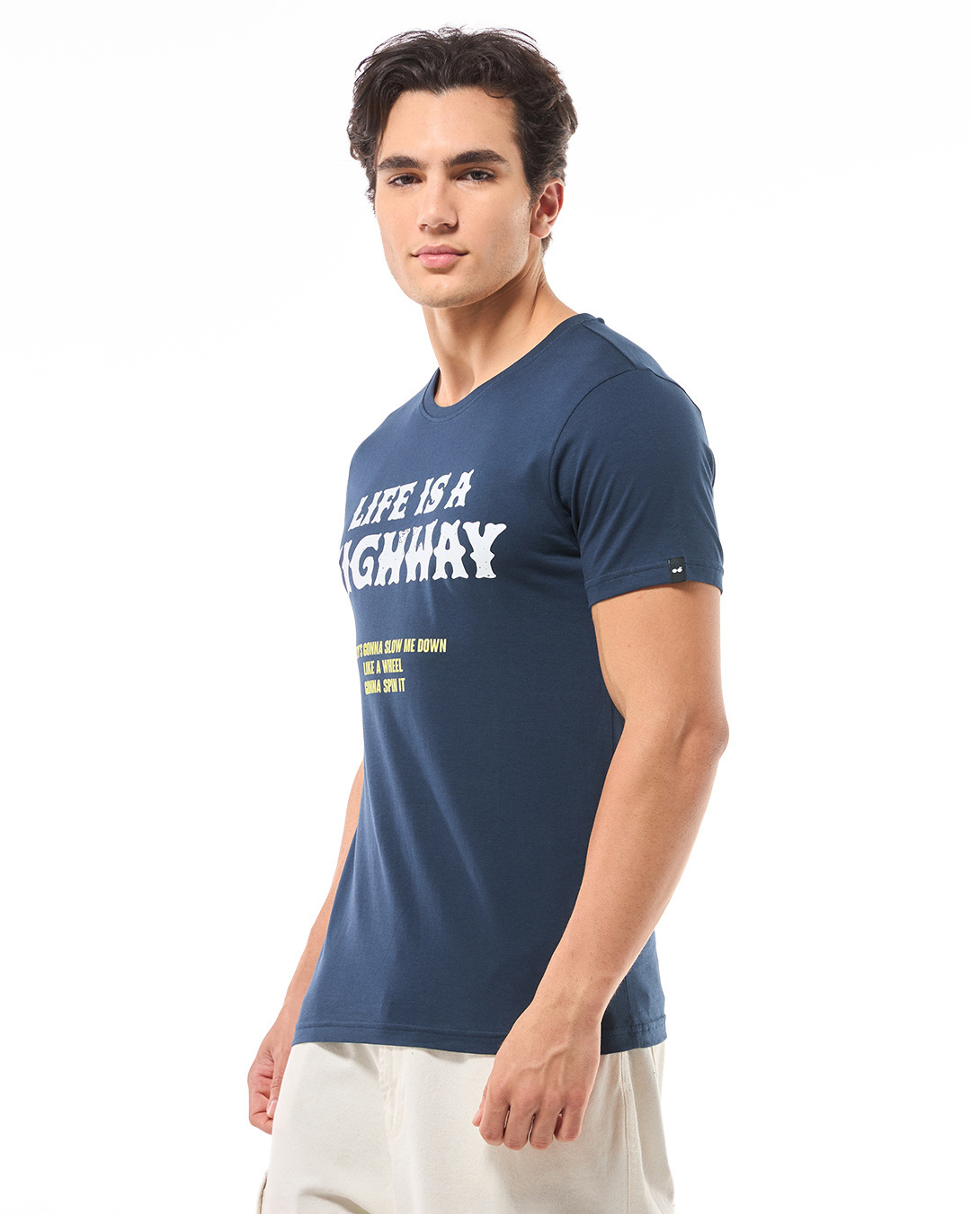 Shop Men's Blue Highway Life Typography T-shirt-Back