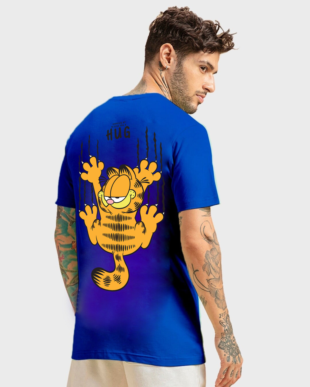 Shop Men's Blue Hug it Out Graphic Printed T-shirt-Back