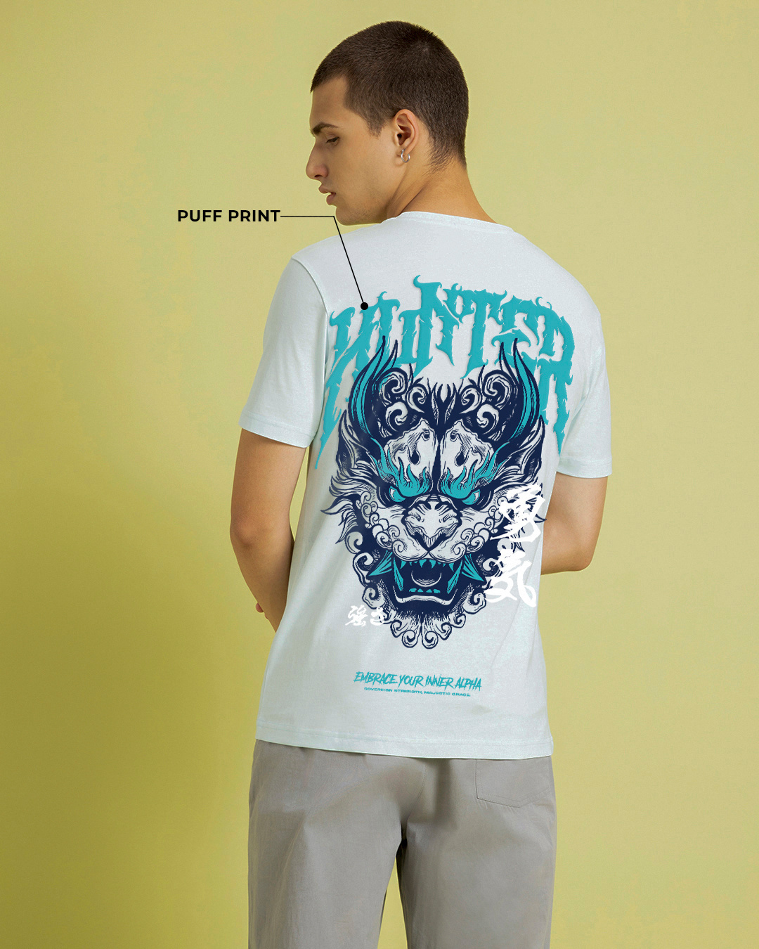 Shop Men's Blue Hunter Graphic Printed T-shirt-Back