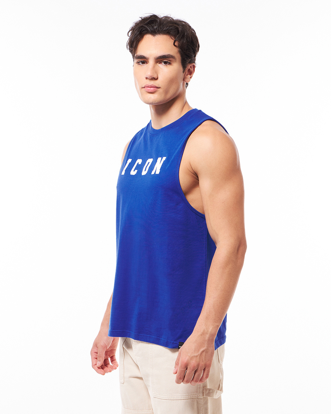 Shop Men's Blue Icon Typography Oversized Vest-Back