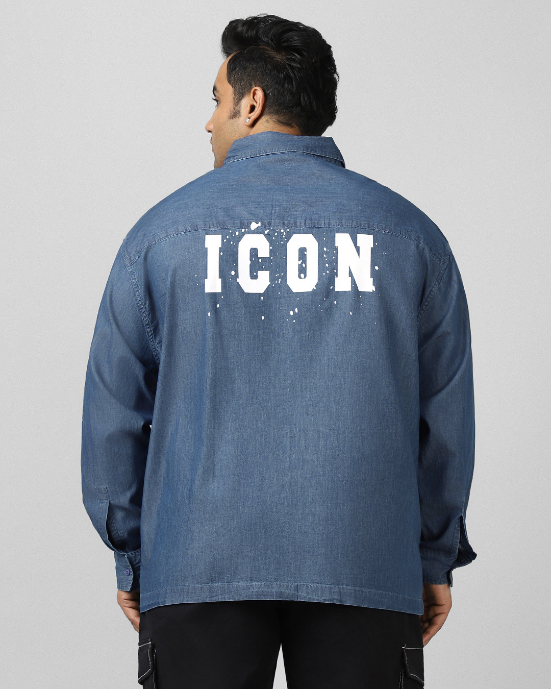 Shop Men's Blue Icon Printed Oversized Plus Size Shirt-Back