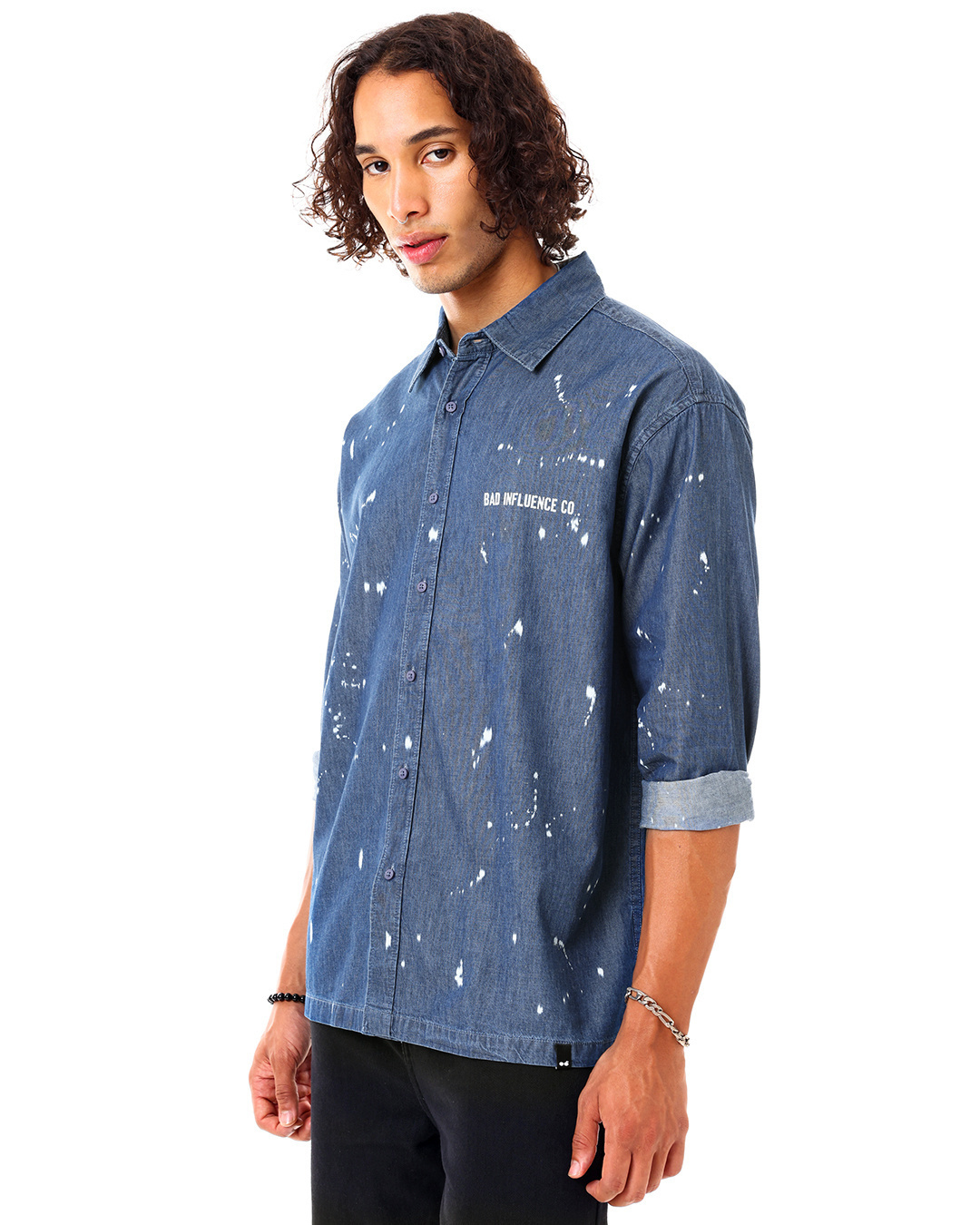 Shop Men's Blue Icon Printed Oversized Shirt-Back