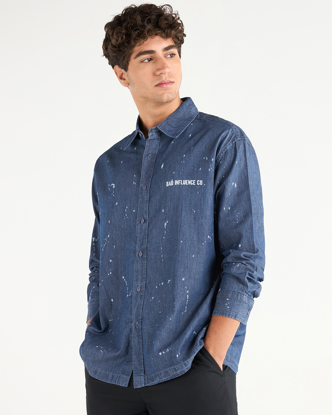 Shop Men's Blue Icon Printed Oversized Shirt-Back