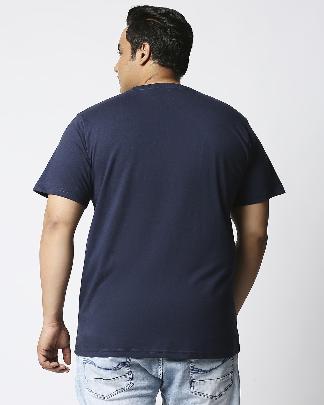Shop Men's Blue Indian & Proud Typography Plus Size T-shirt-Back