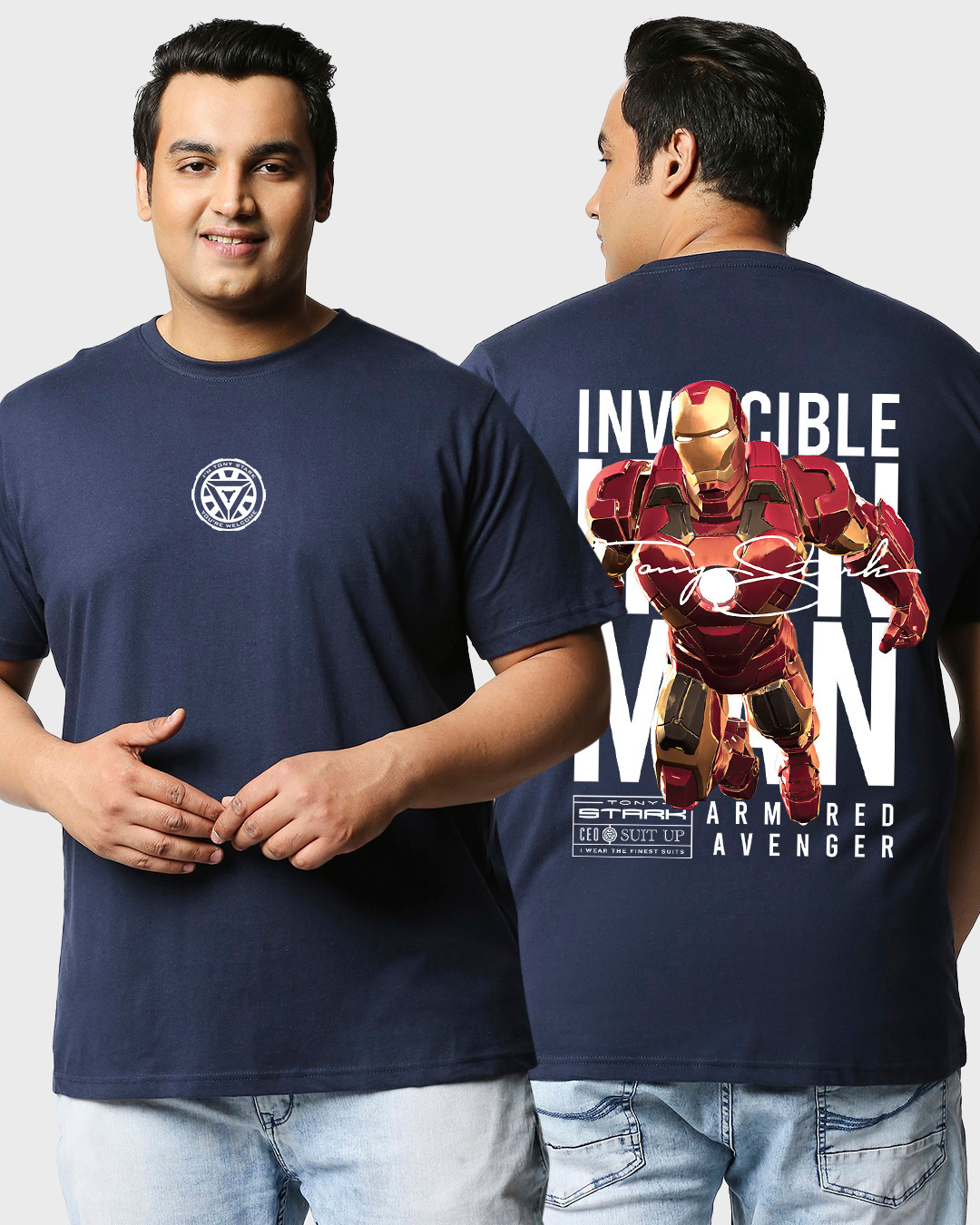 Buy Men's Blue Invincible Ironman Graphic Printed Oversized Plus Size T ...