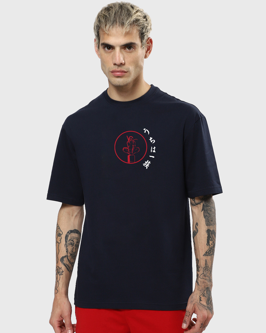 Shop Men's Blue Itachi Sacrifice Graphic Printed Oversized T-shirt-Back