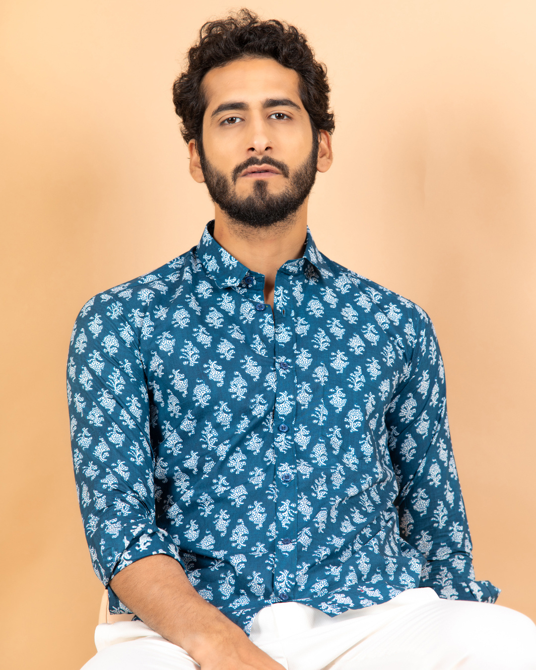 Buy Men's Blue Jaipuri Printed Shirt Online at Bewakoof
