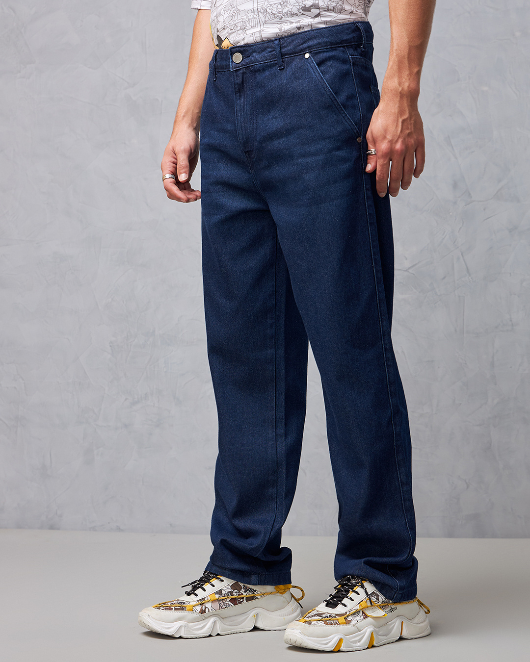 Shop Men's Blue Baggy Jeans-Back