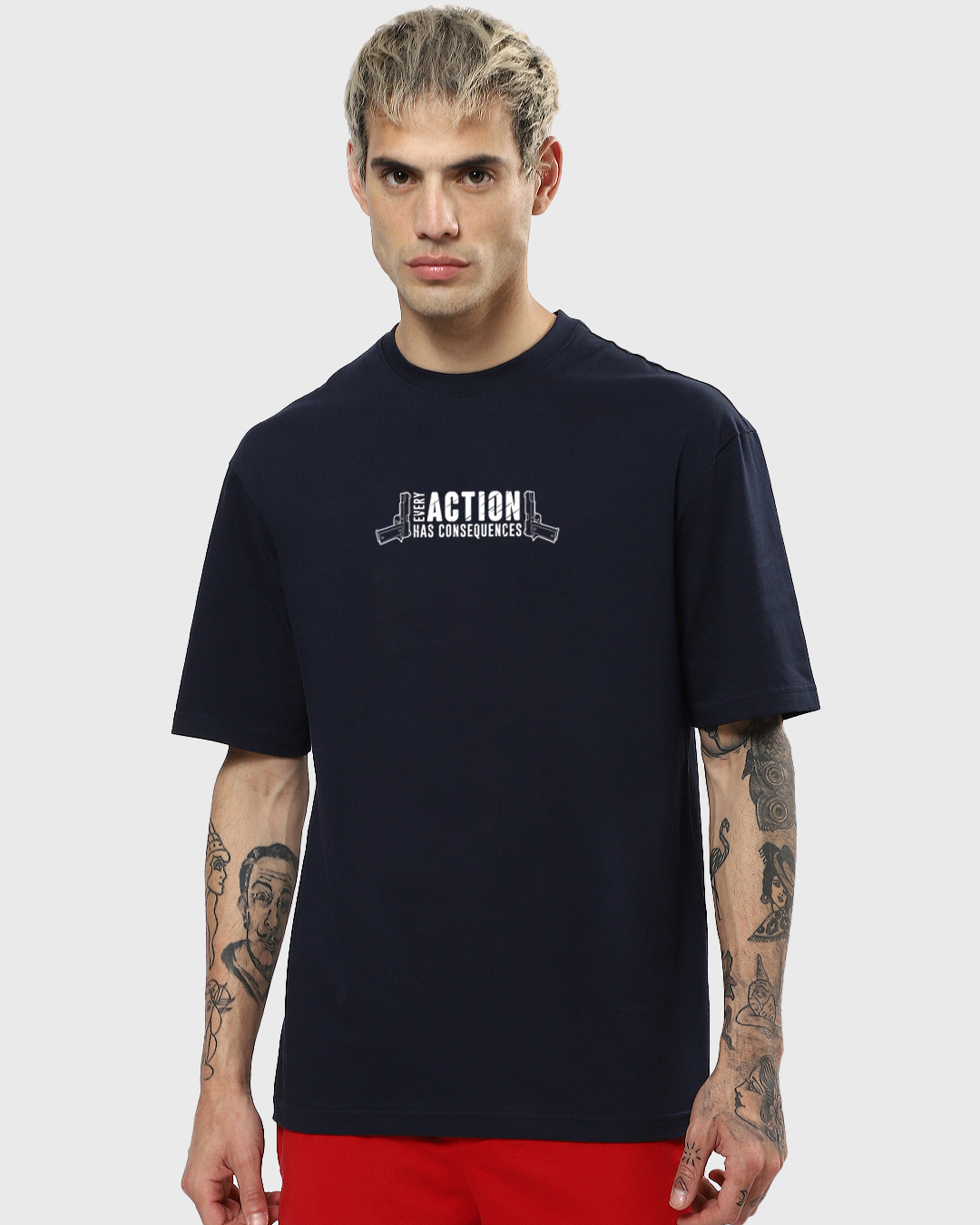 Shop Men's Blue John Wick 4 Graphic Printed Oversized T-shirt-Back