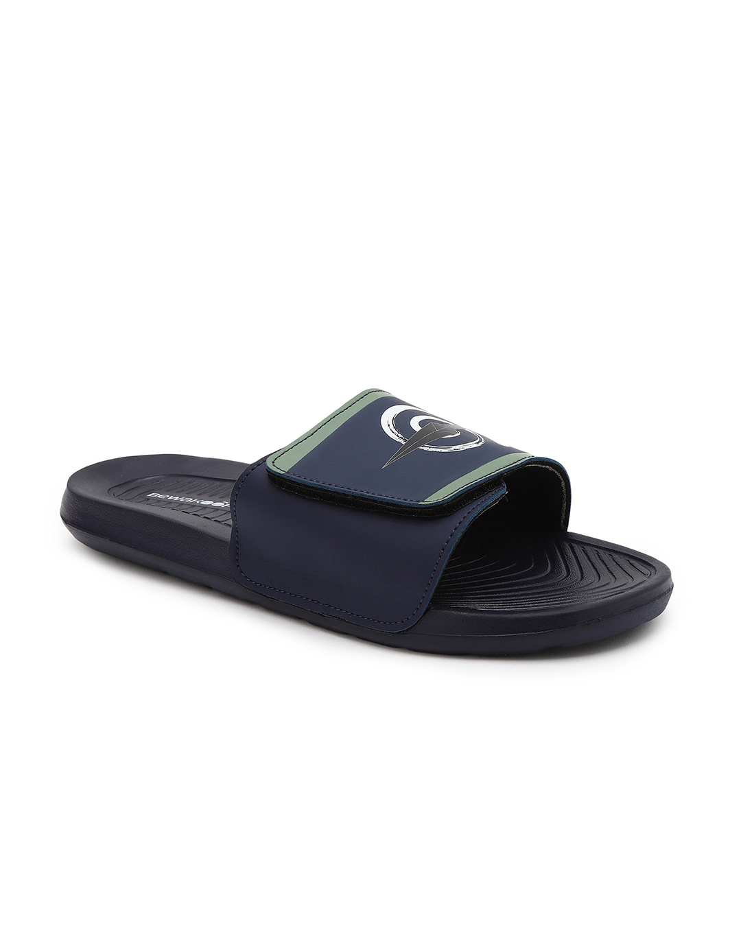 Shop Men's Black & Blue Kakashi Origins Printed Velcro Sliders-Back