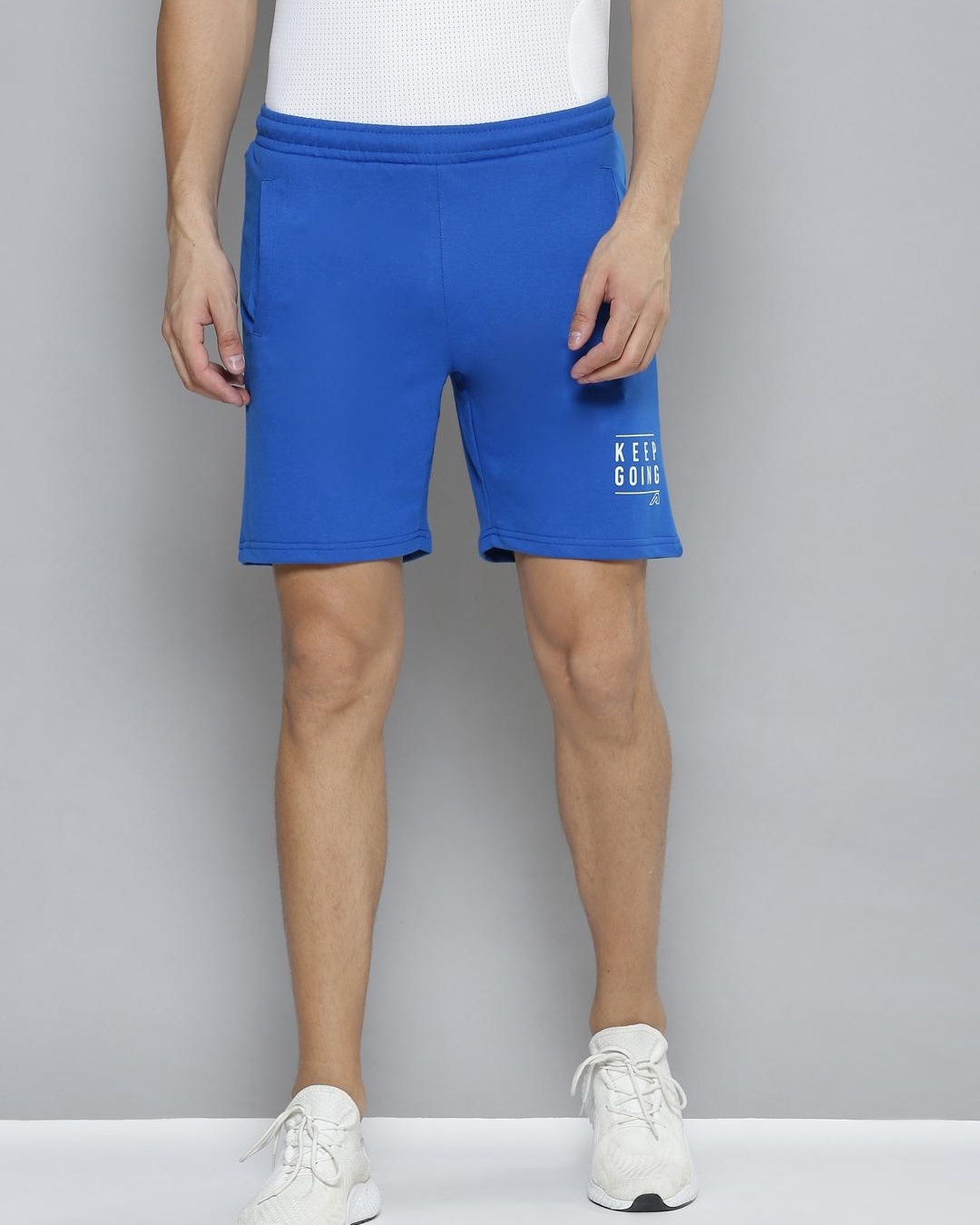 Shop Men's Blue Keep Going Typography Slim Fit Shorts-Back