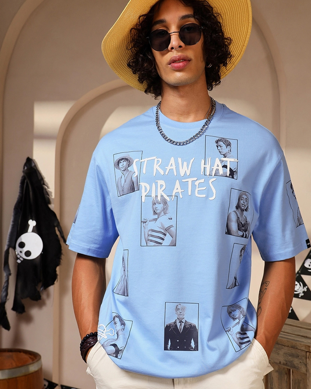 Buy Mens Blue King Of Pirates Graphic Printed Oversized T Shirt Online At Bewakoof 6716