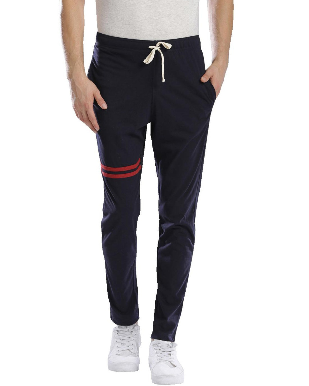 Buy Men's Blue Knee Striped Track Pants Online at Bewakoof