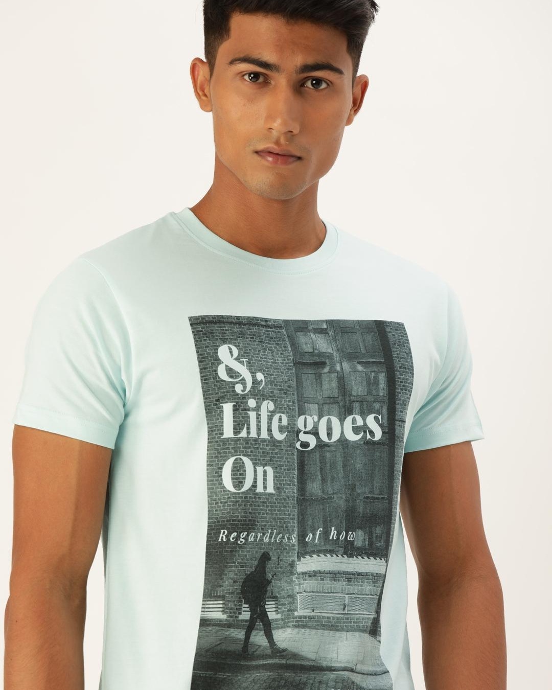 Buy Men's Blue Life goes on Typography T-shirt for Men Blue Online at ...