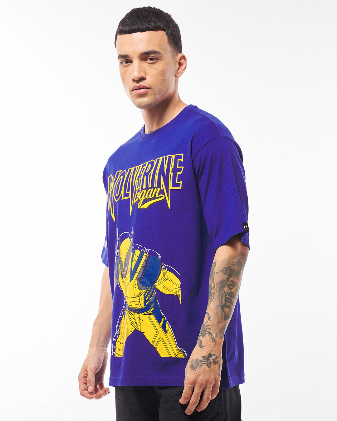 Shop Men's Blue Logan Graphic Printed Oversized T-shirt-Back