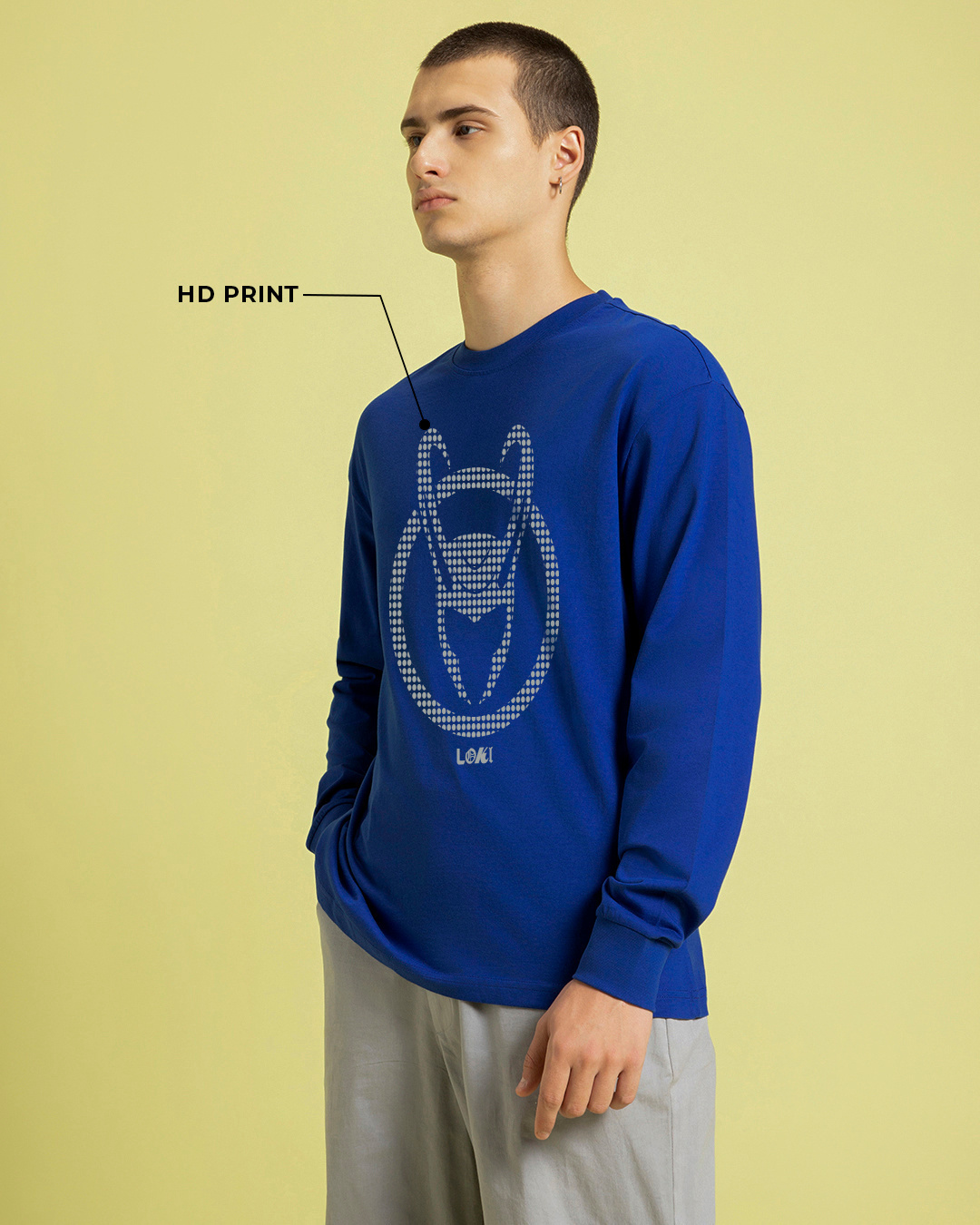 Shop Men's Blue Loki Logo Graphic Printed Oversized T-shirt-Back