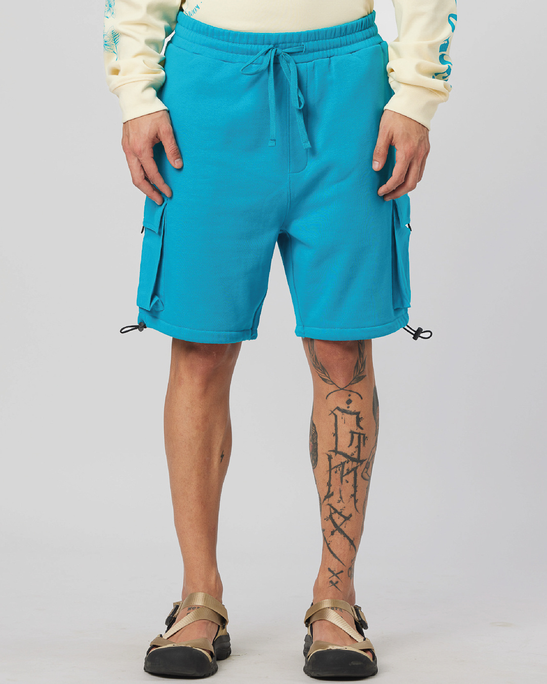 Shop Men's Blue Loose Comfort Fit Cargo Shorts-Back