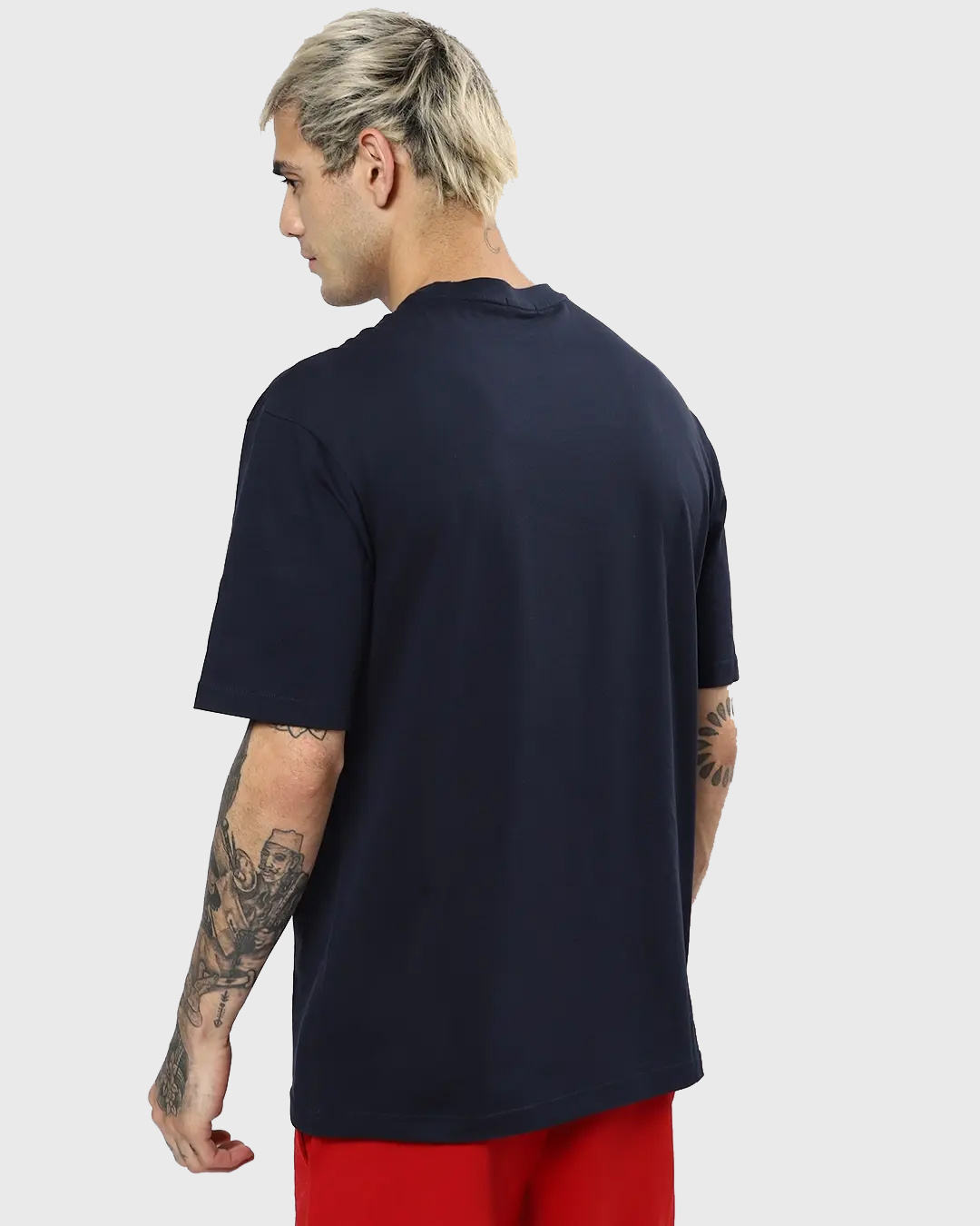 Shop Men's Blue Make Tracks Graphic Printed Oversized T-shirt-Back