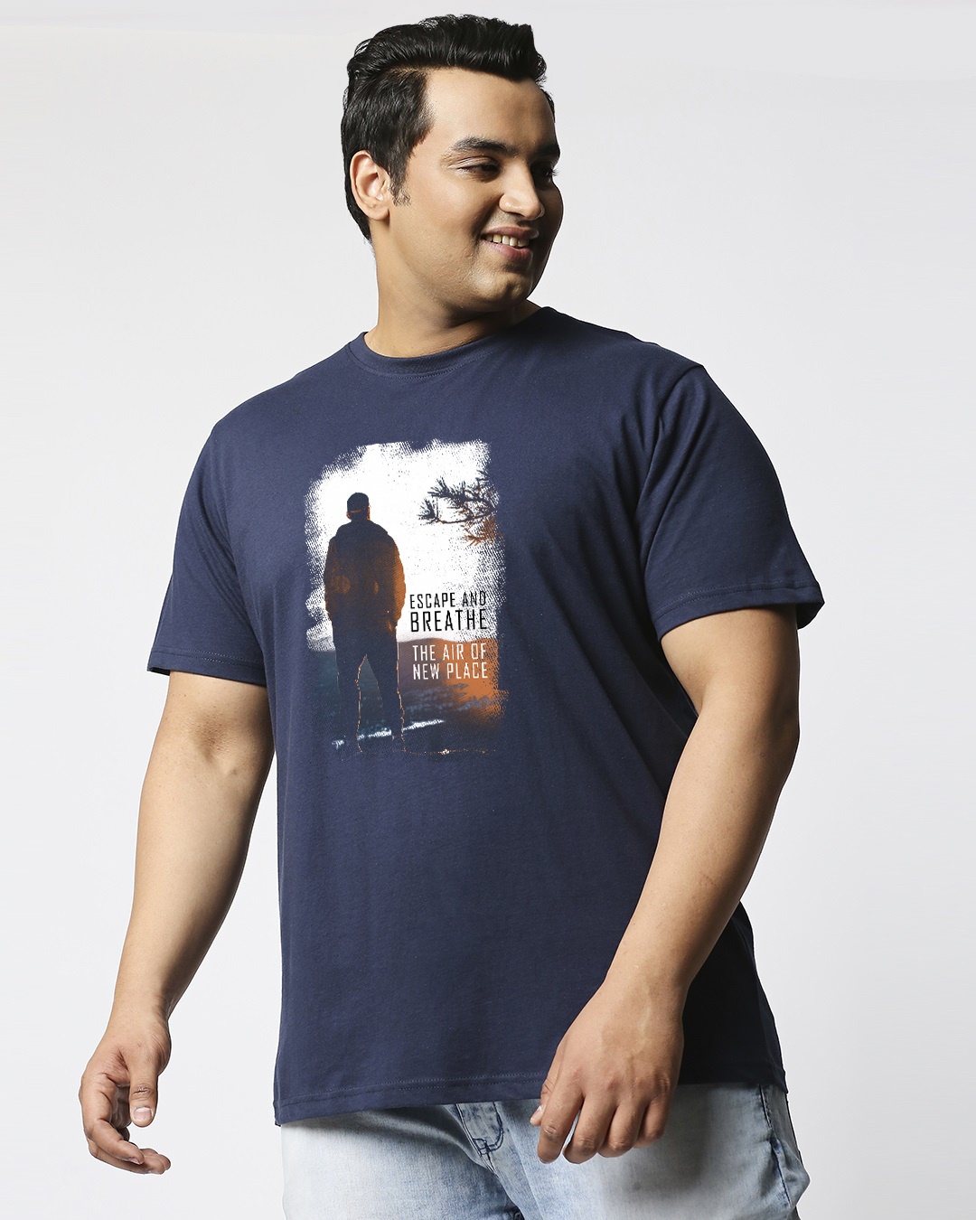Shop Men's Blue Make Tracks Graphic Printed Plus Size T-shirt-Back