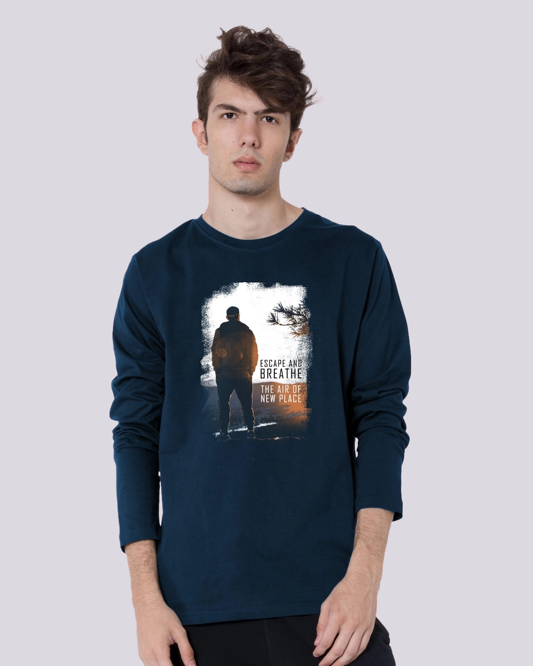 Shop Men's Blue Make Tracks Graphic Printed T-shirt-Back