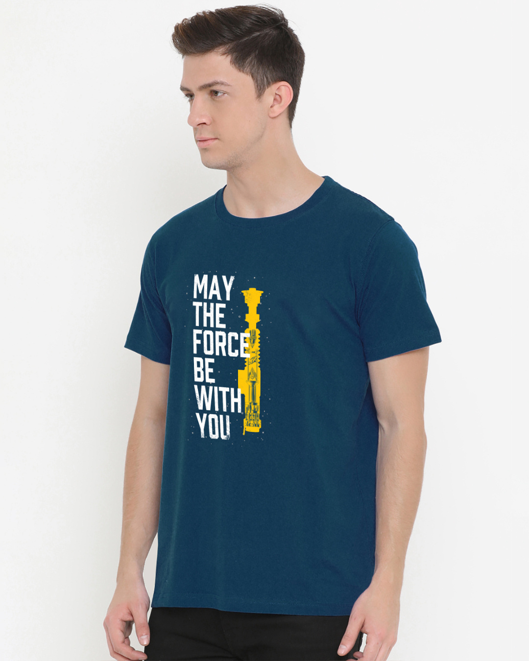 Shop Men's Blue May The Force Be with You Typography T-shirt-Back