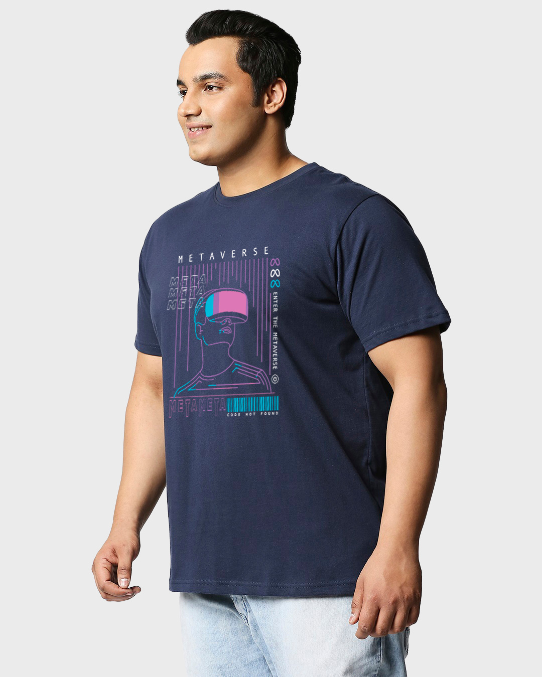 Shop Men's Blue Metaverse Graphic Printed Plus Size T-shirt-Back