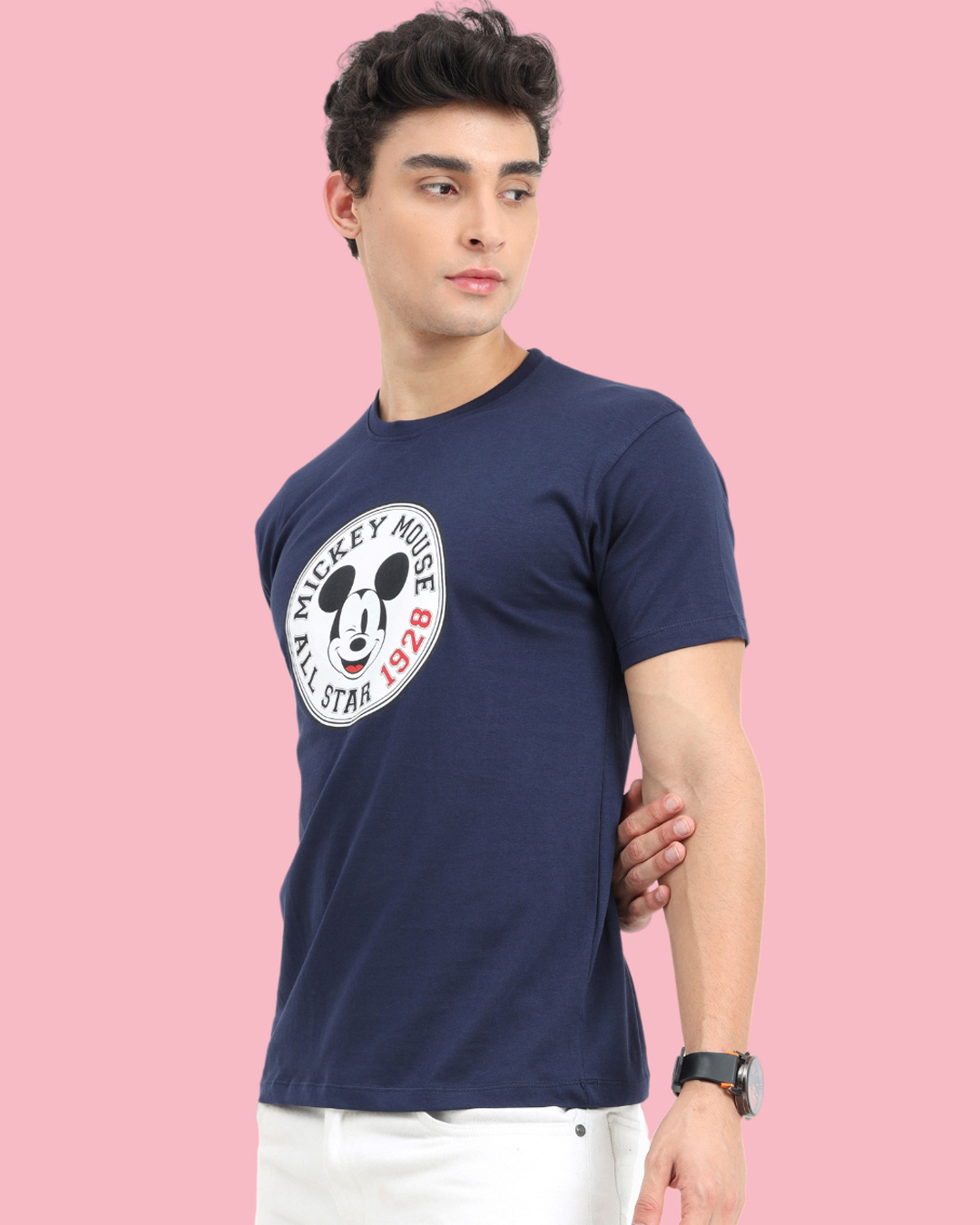 Shop Men's Blue Mickey Mouse All Star 1928 Typography T-shirt-Back
