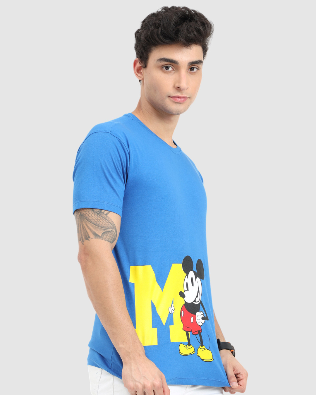Shop Men's Blue Mickey Mouse Graphic Printed T-shirt-Back