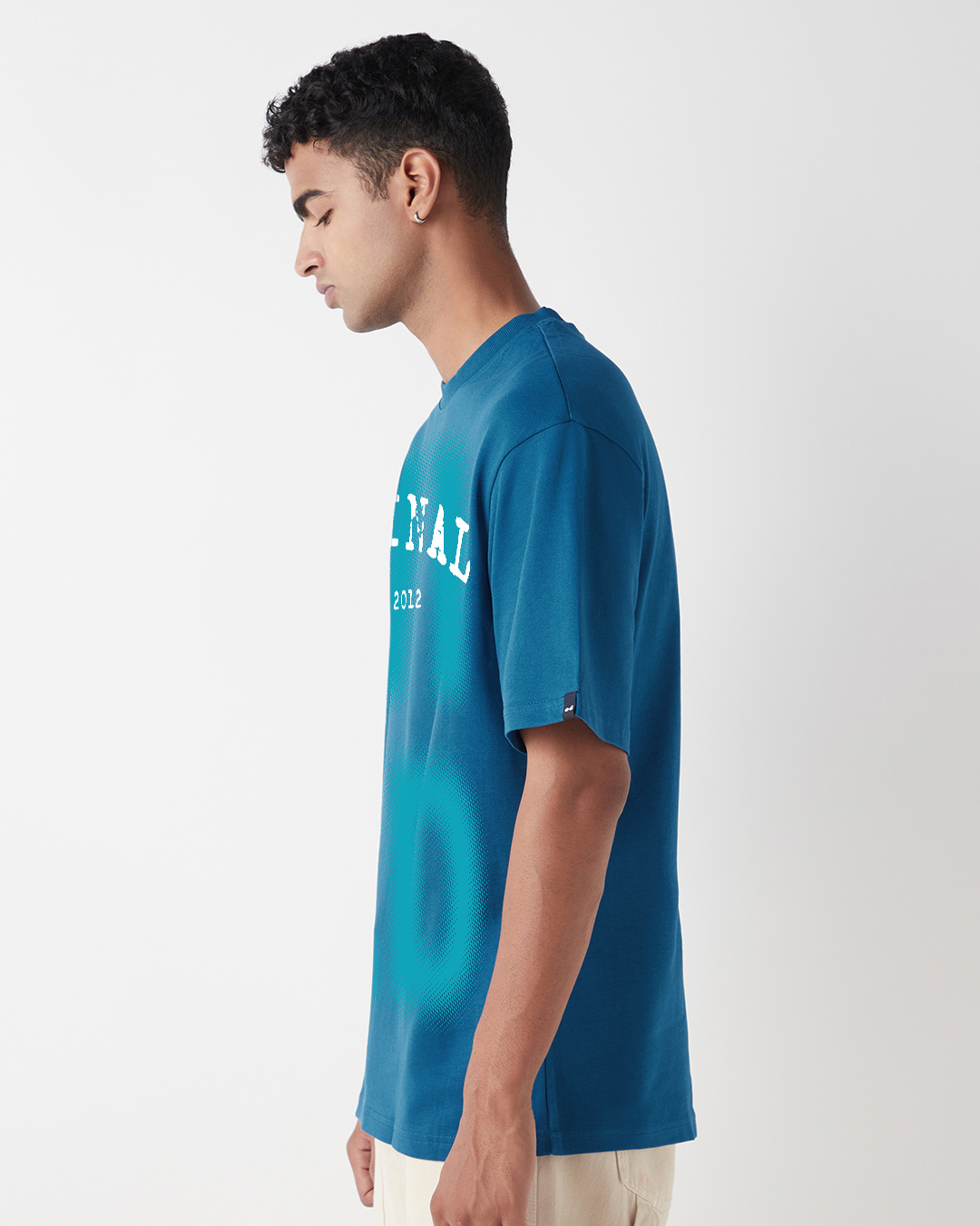 Shop Men's Morrocan Blue Wild Typography Oversized T-shirt-Back