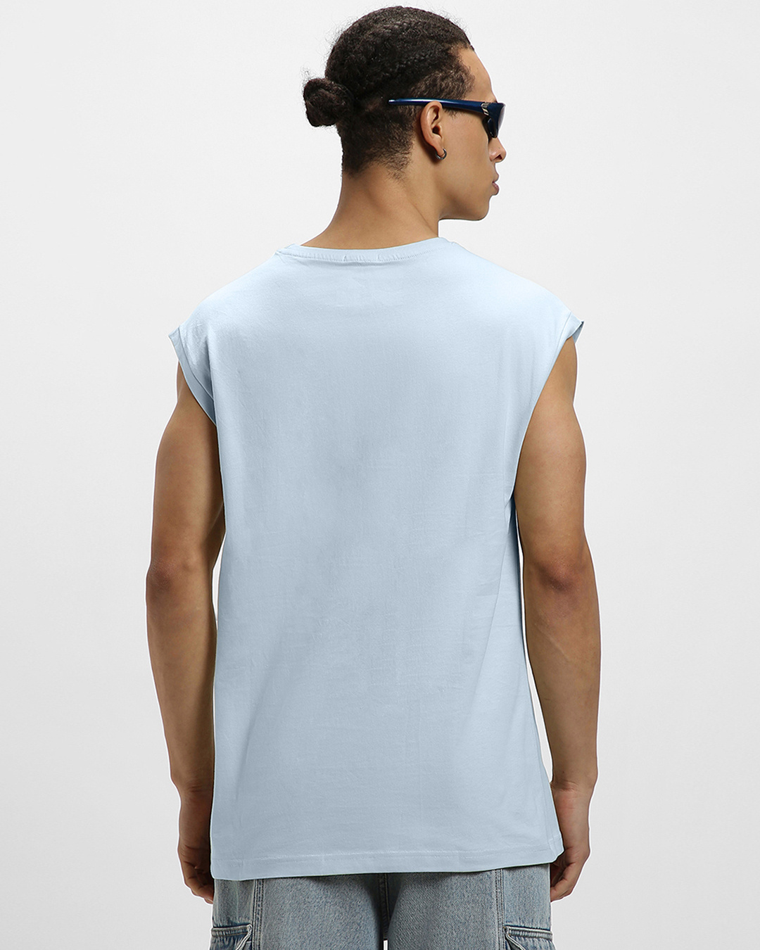Shop Men's Blue Music is Life Graphic Printed Boxy Fit Vest-Back