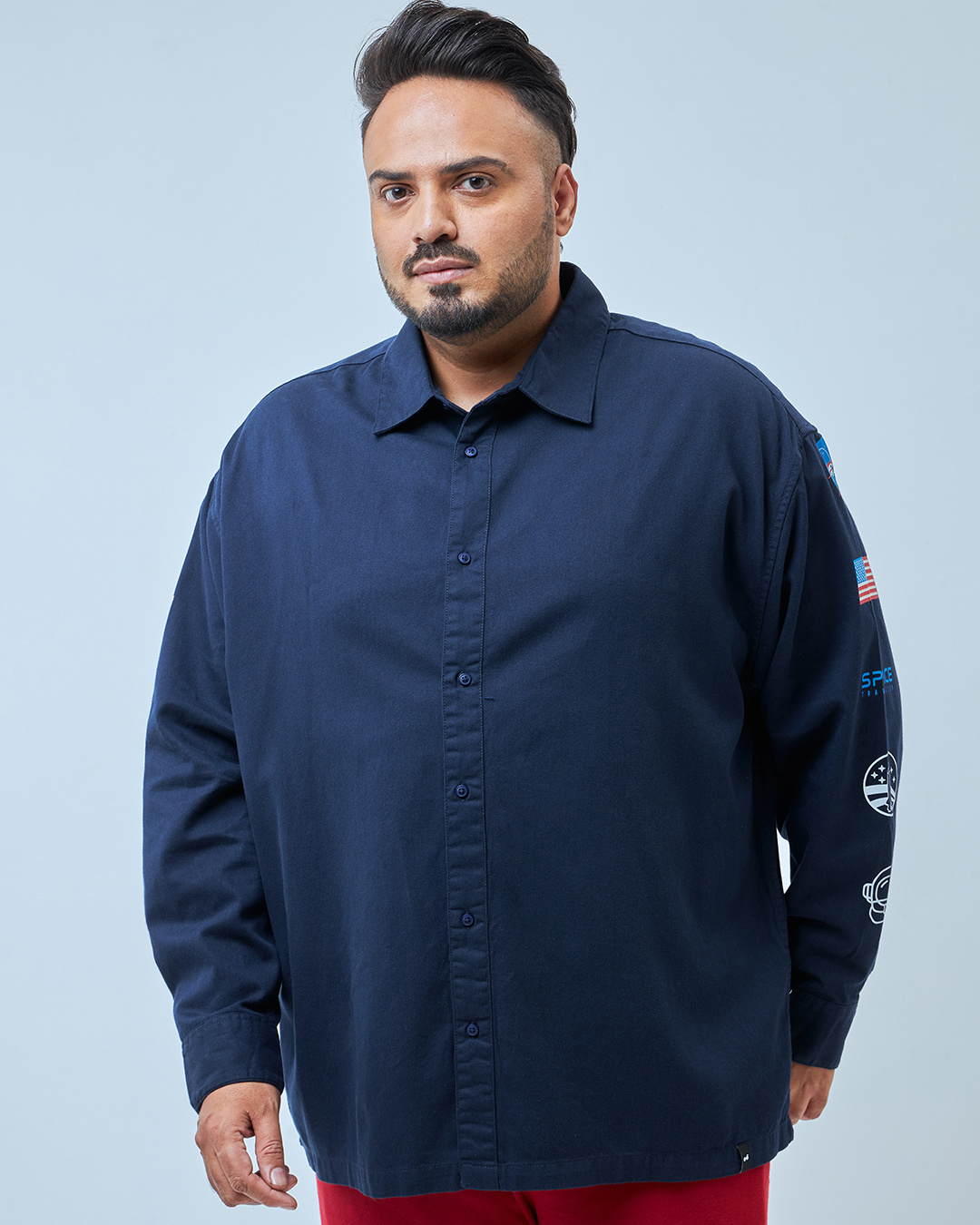 Shop Men's Blue Nasa Graphic Printed Oversized Plus Size Shirt-Back
