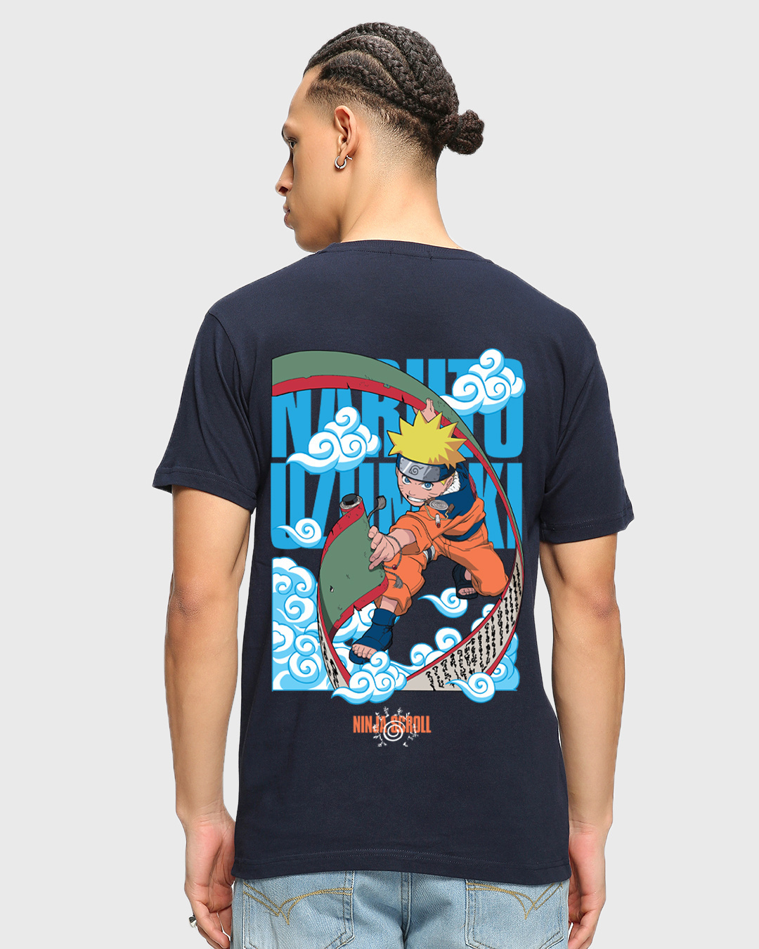 Buy Men's Blue Ninja Scroll Graphic Printed T-shirt Online at Bewakoof