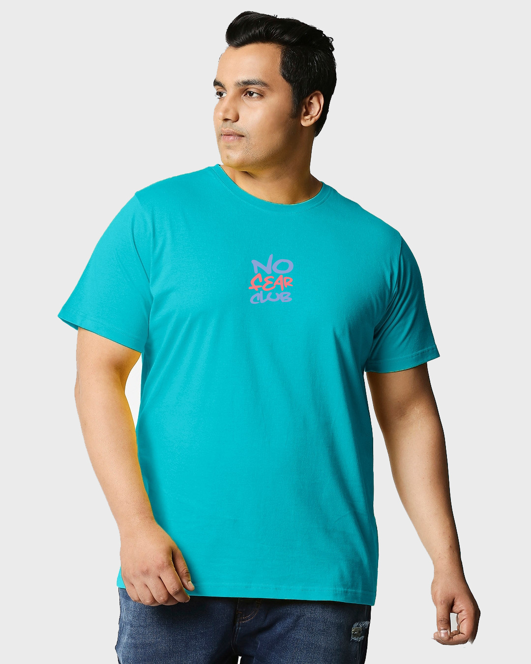 Shop Men's Blue No Fear Club Typography Plus Size T-shirt-Back