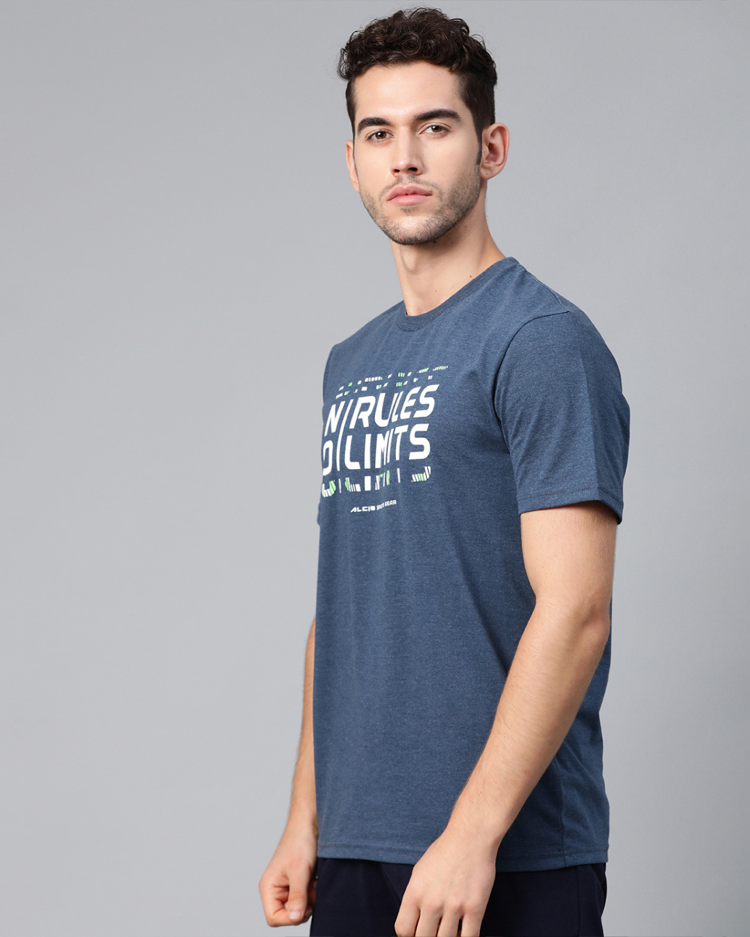 Shop Men's Blue No Rules No Limits Typography Slim Fit T-shirt-Back