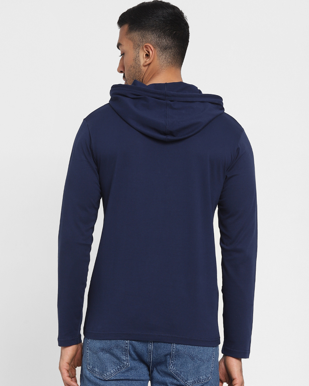 Shop Men's Blue Off Road Cotton Graphic Printed Hoodie T-shirt-Back