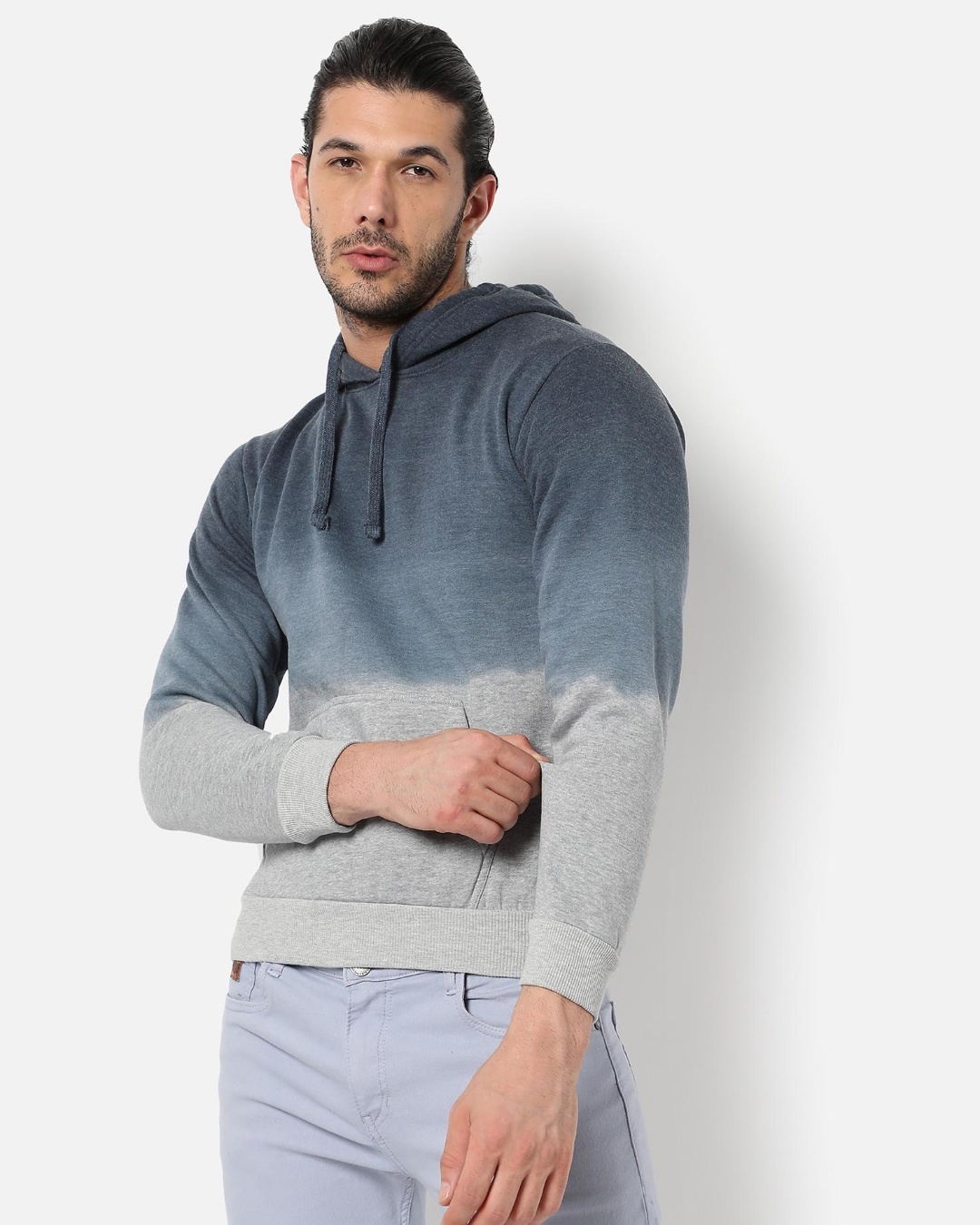 Shop Men's Blue Ombre Hooded Sweatshirt-Back