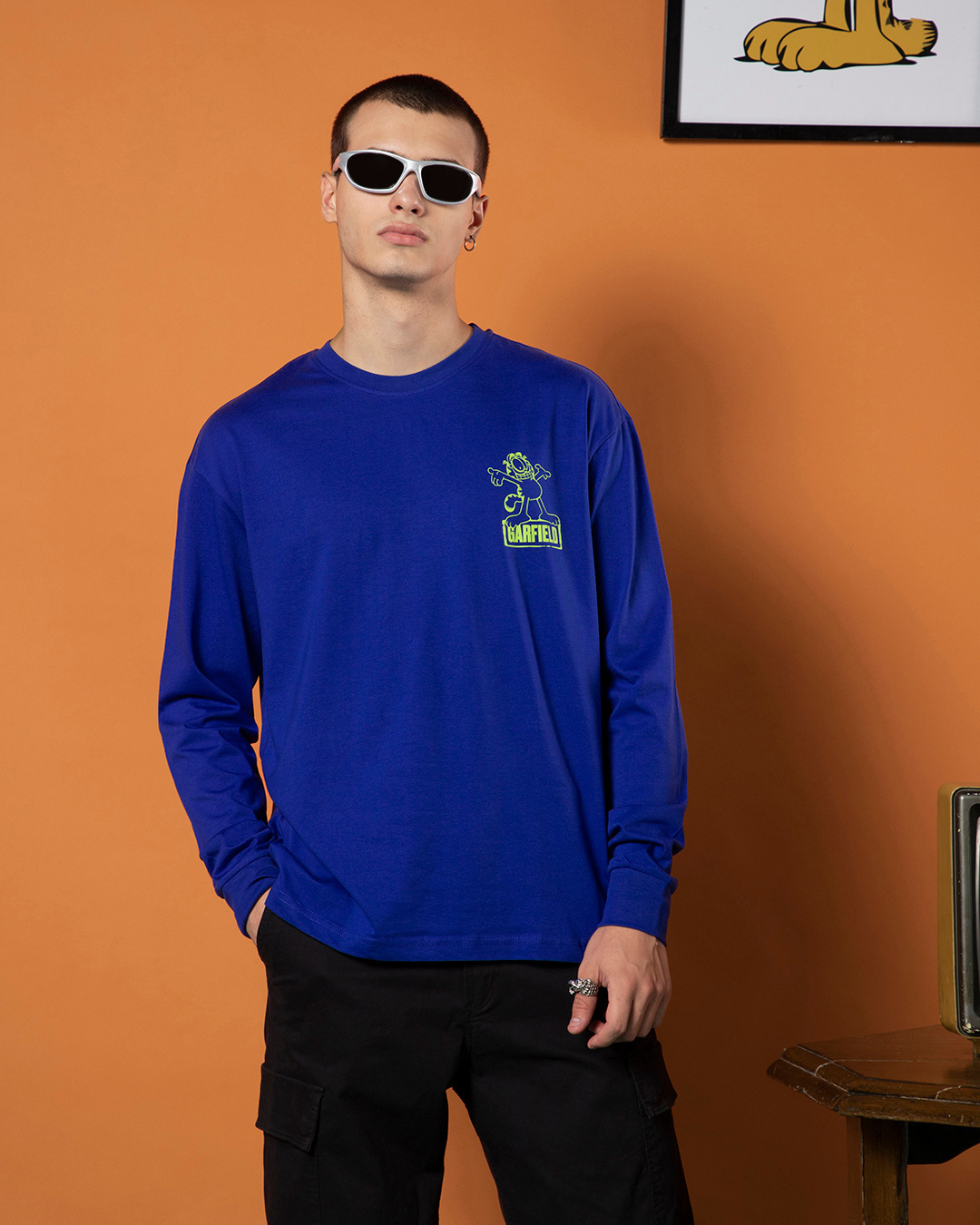 Shop Men's Blue On Vacation Graphic Printed Oversized T-shirt-Back