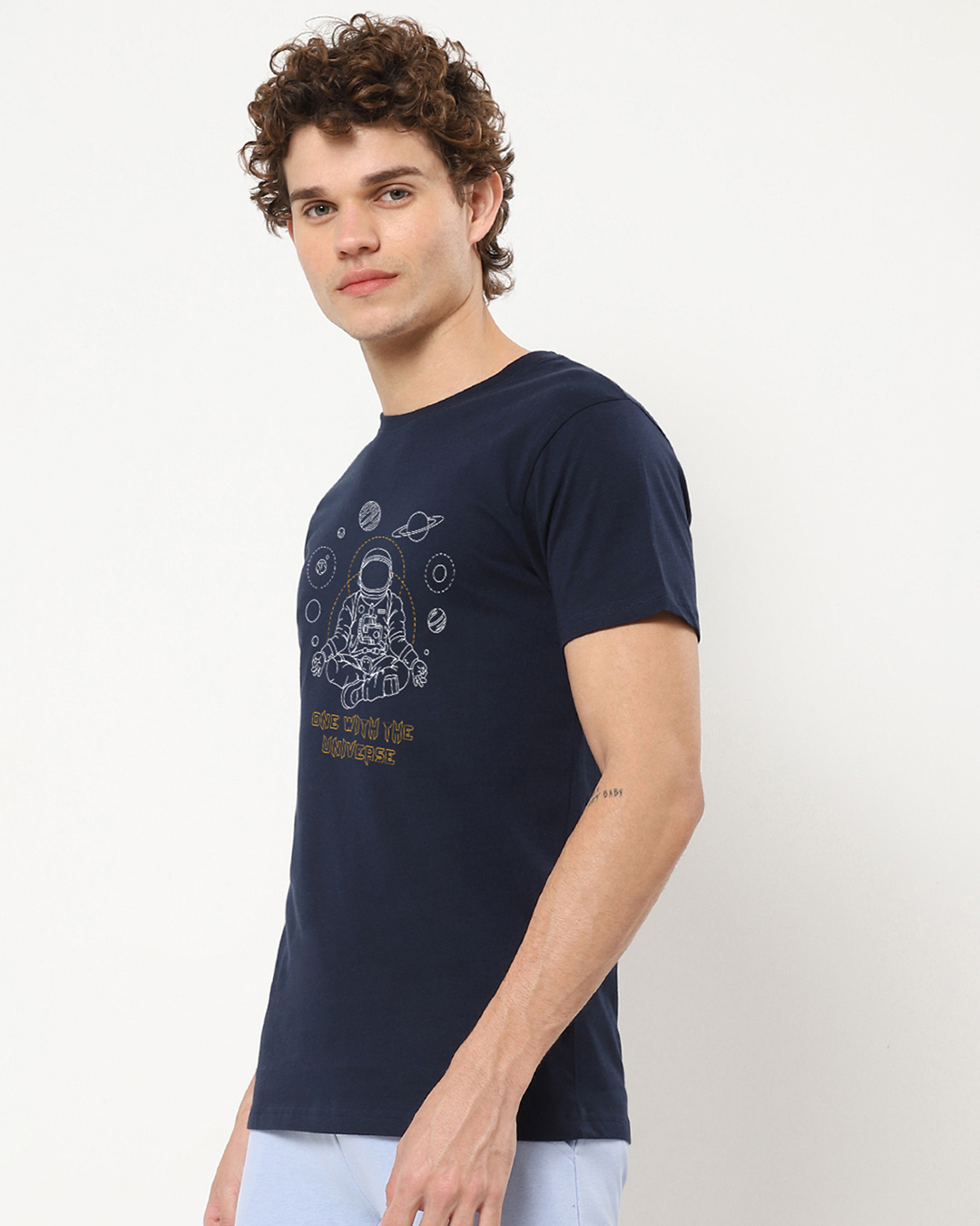 Shop Men's Blue One With the Universe Graphic Printed T-shirt-Back