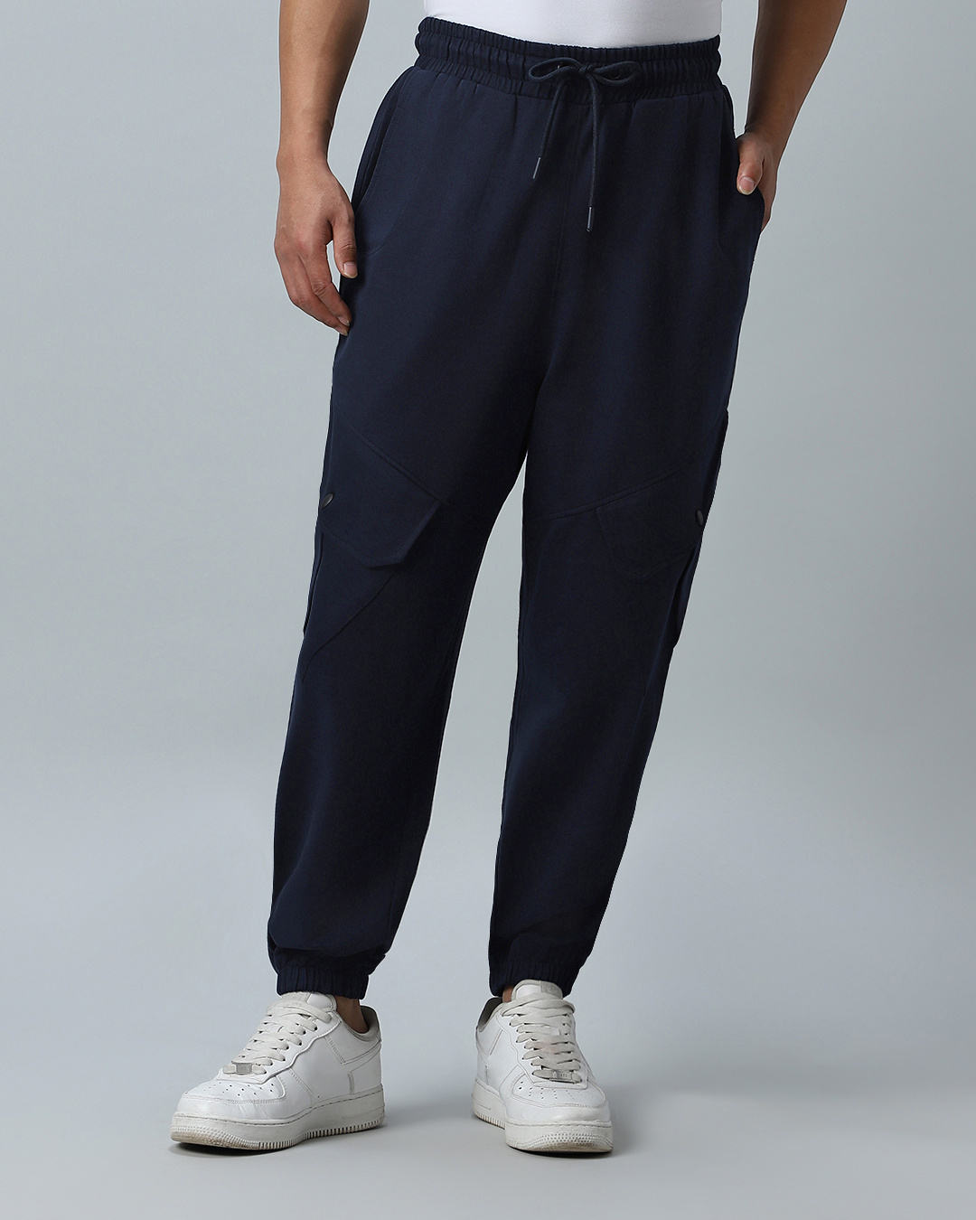 Shop Men's Blue Oversized Cargo Joggers-Back