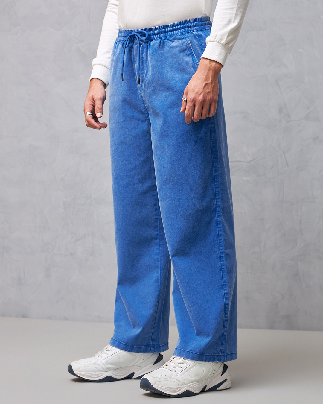 Shop Men's Blue Oversized Casual Pants-Back