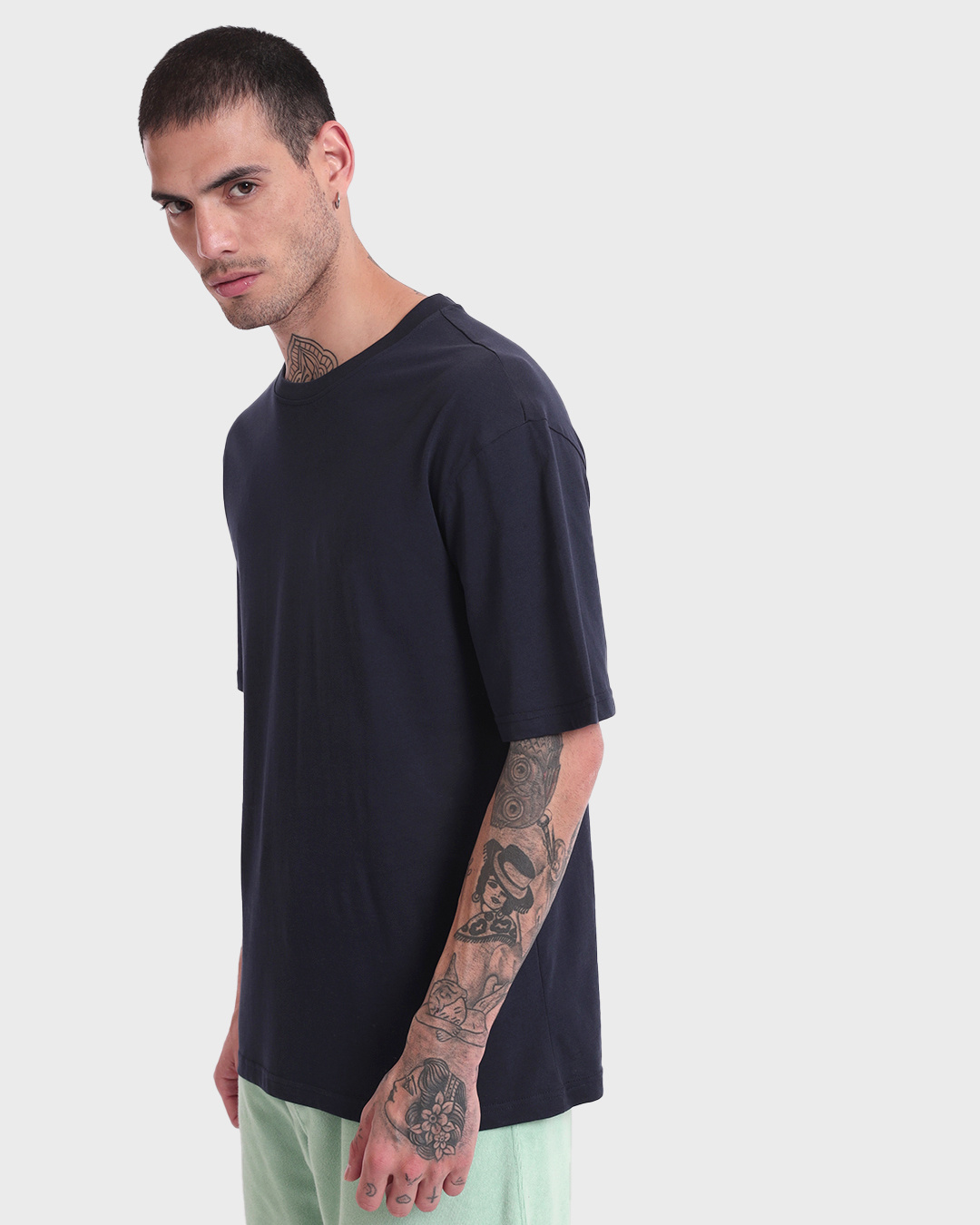 Shop Men's Blue Oversized Fit T-shirt-Back