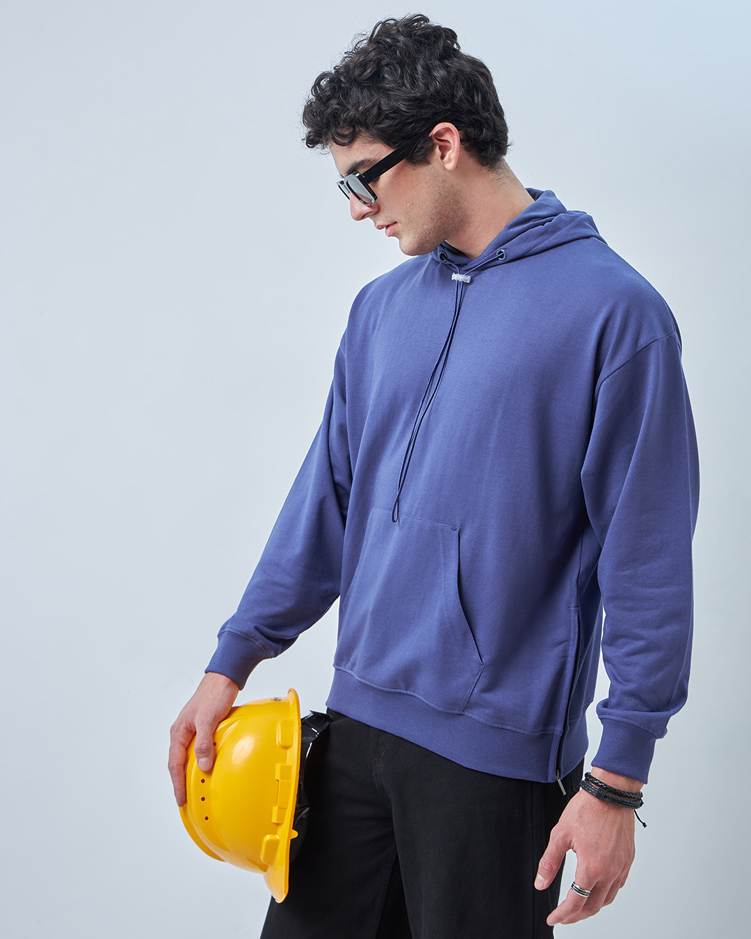 Shop Men's Skipper Blue Oversized Hoodies-Back