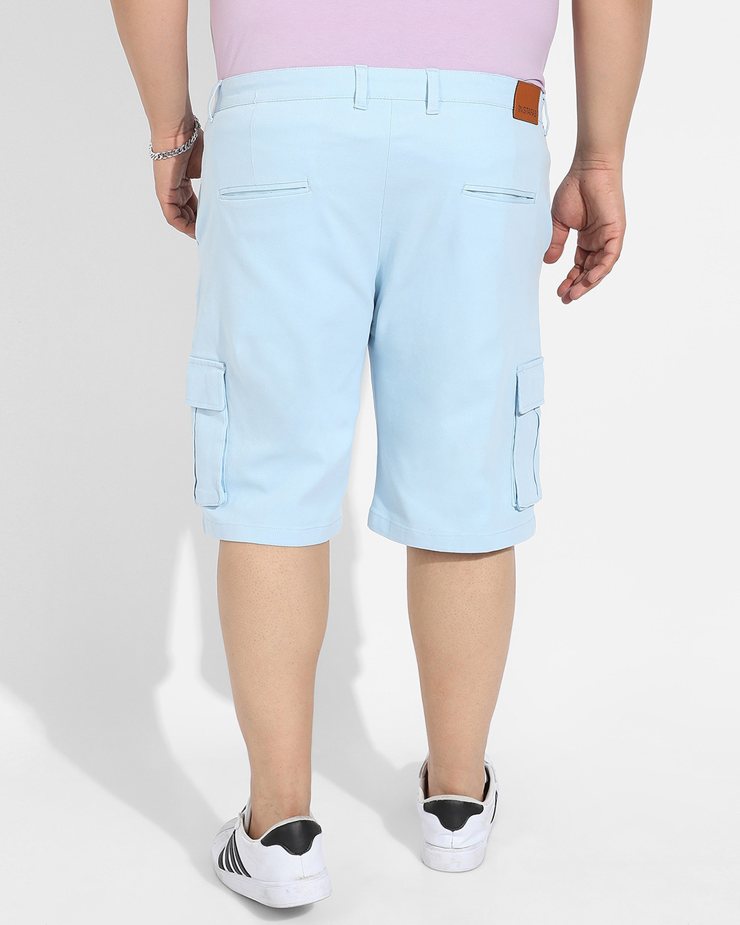 Shop Men's Blue Oversized Plus Size Cargo Shorts-Back