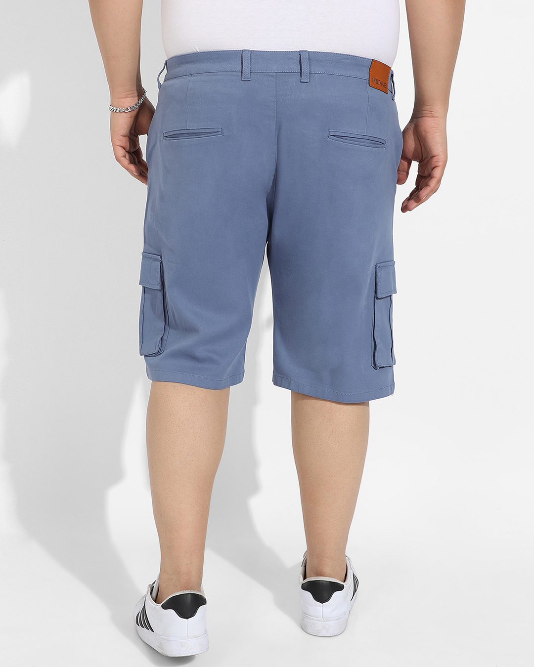 Shop Men's Blue Oversized Plus Size Cargo Shorts-Back