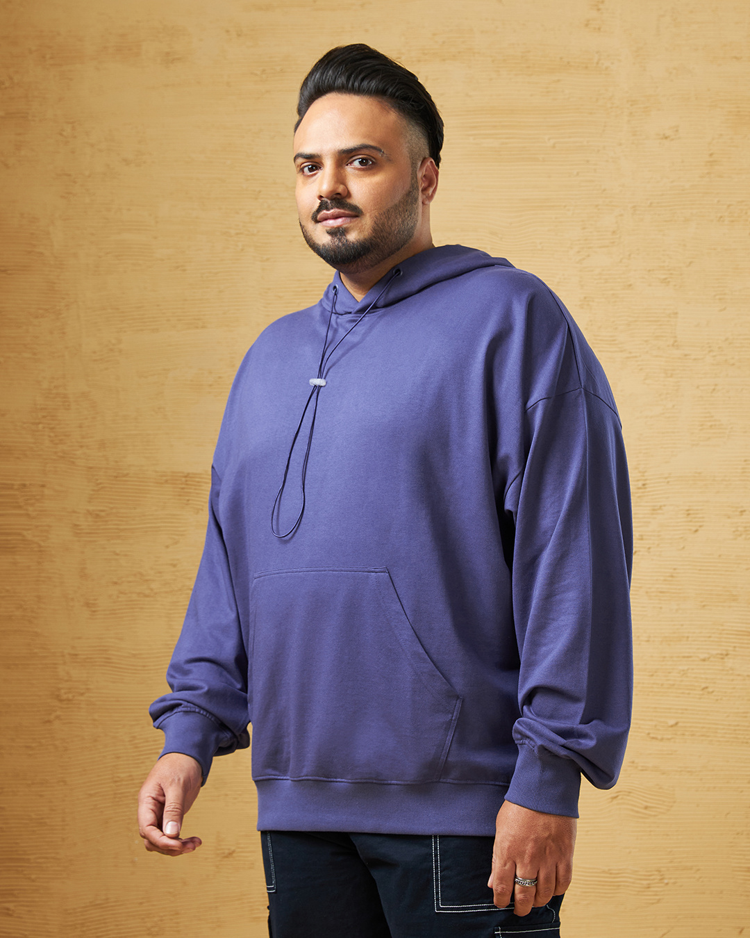 Shop Men's Blue Oversized Plus Size Hoodies-Back